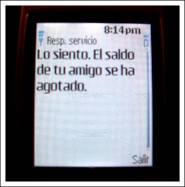 El saldo de tu amigo se ha agotado - Y mi paciencia también
