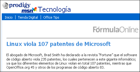 Nota publicada en Prodigy Tecnolog&Atilde;&shy;a.
