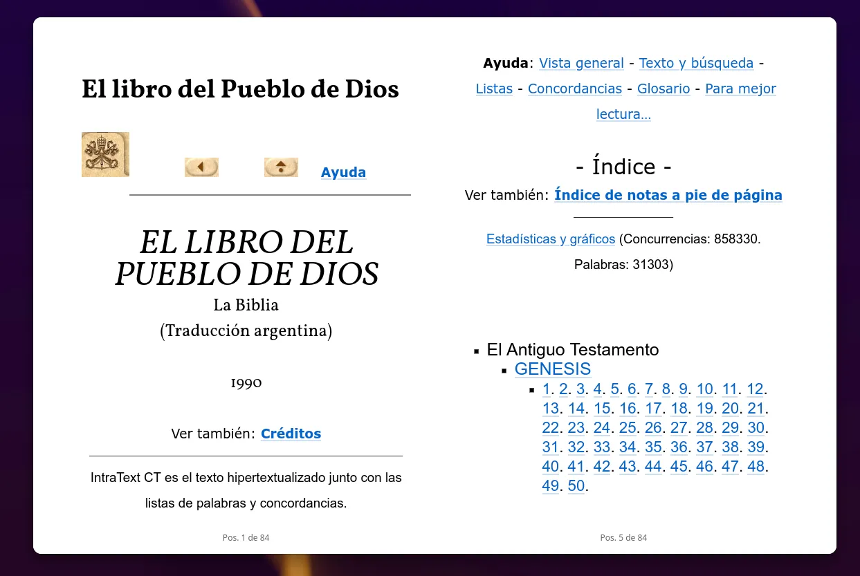 El índice de la página como ePub