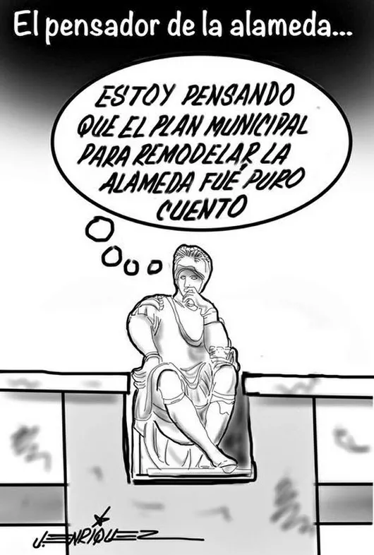 La Alameda Zaragoza PIENSA MAL Y ACERTARAS Caricatura Editorial de Enríquez...
