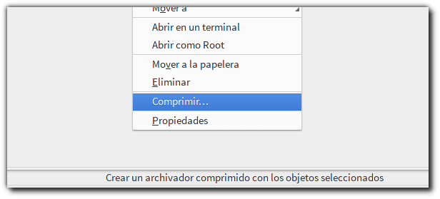 opción comprimir en nemo