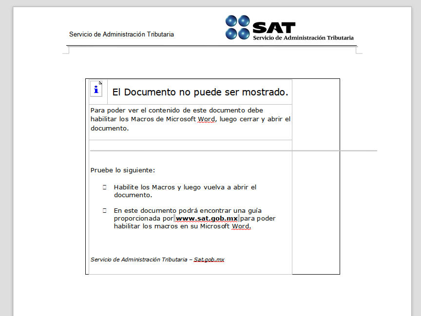 Phishing usando un aviso del SAT