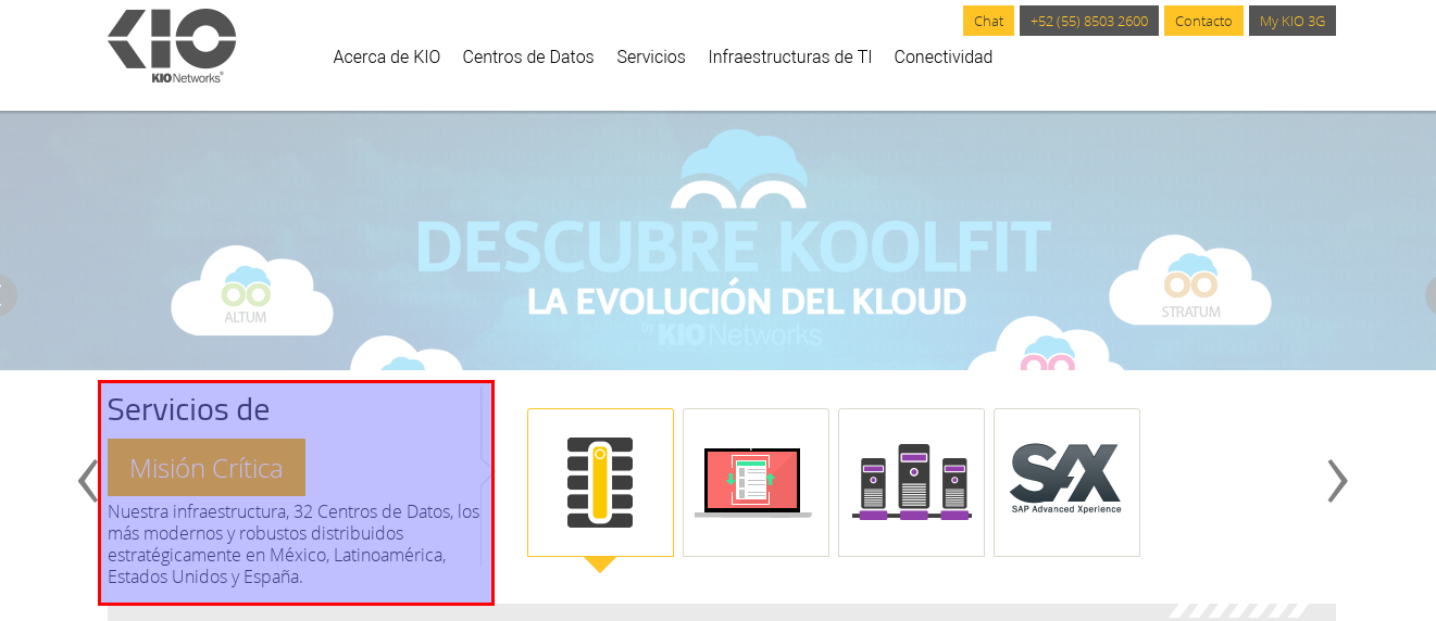 Página web de Kio Networks