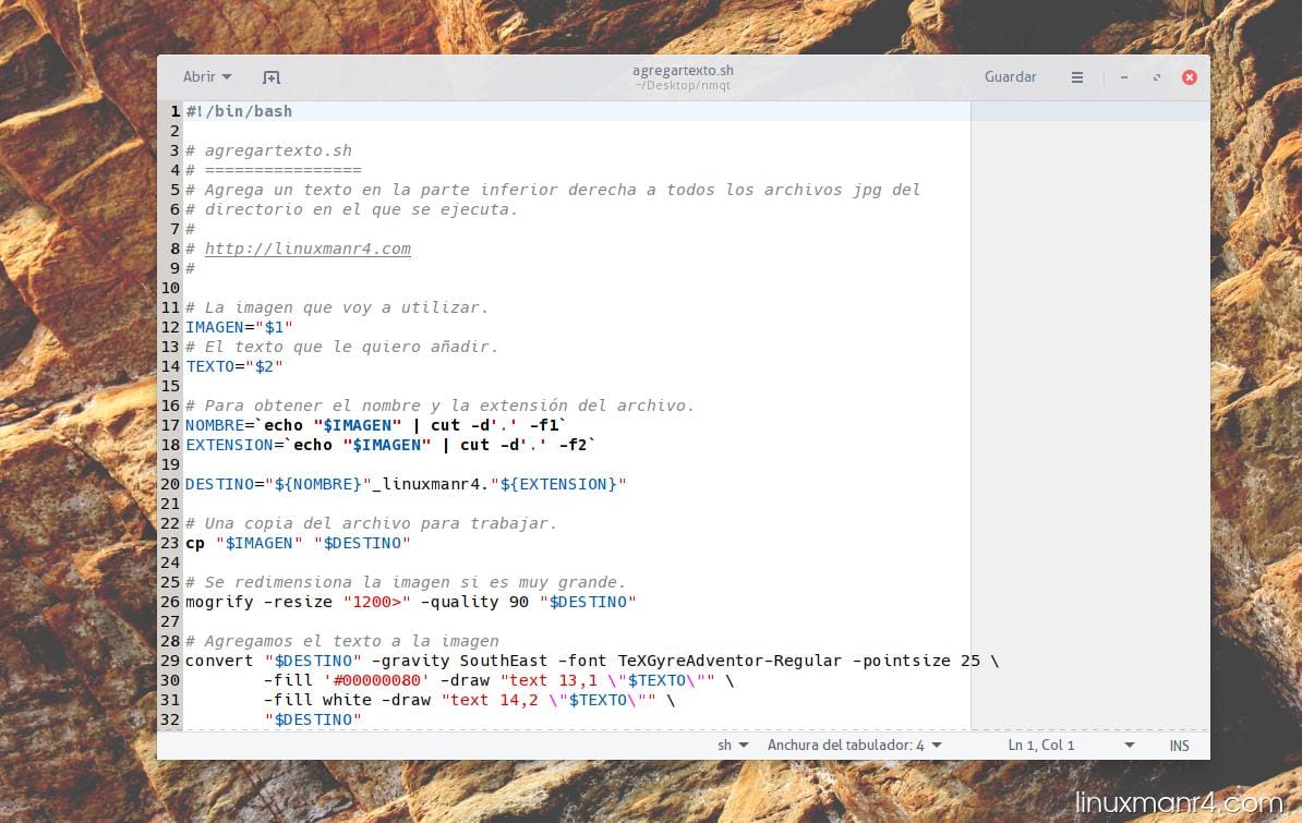 agregartexto script en bash \| Agregar texto a una imagen con ImageMagick