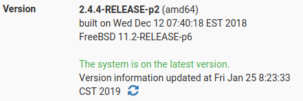 actualizar a la versión más reciente de pfsense.