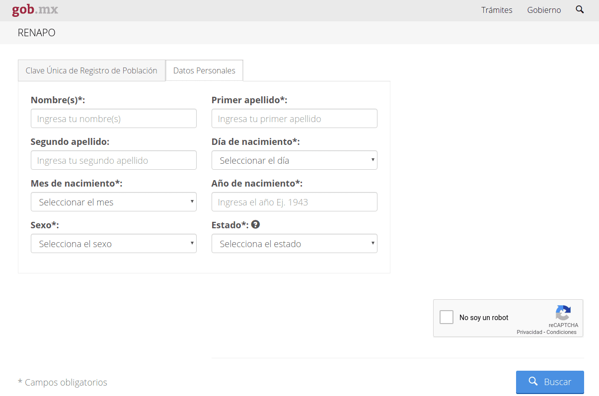 Cuando La Curp No Se Encuentra En La Base De Datos