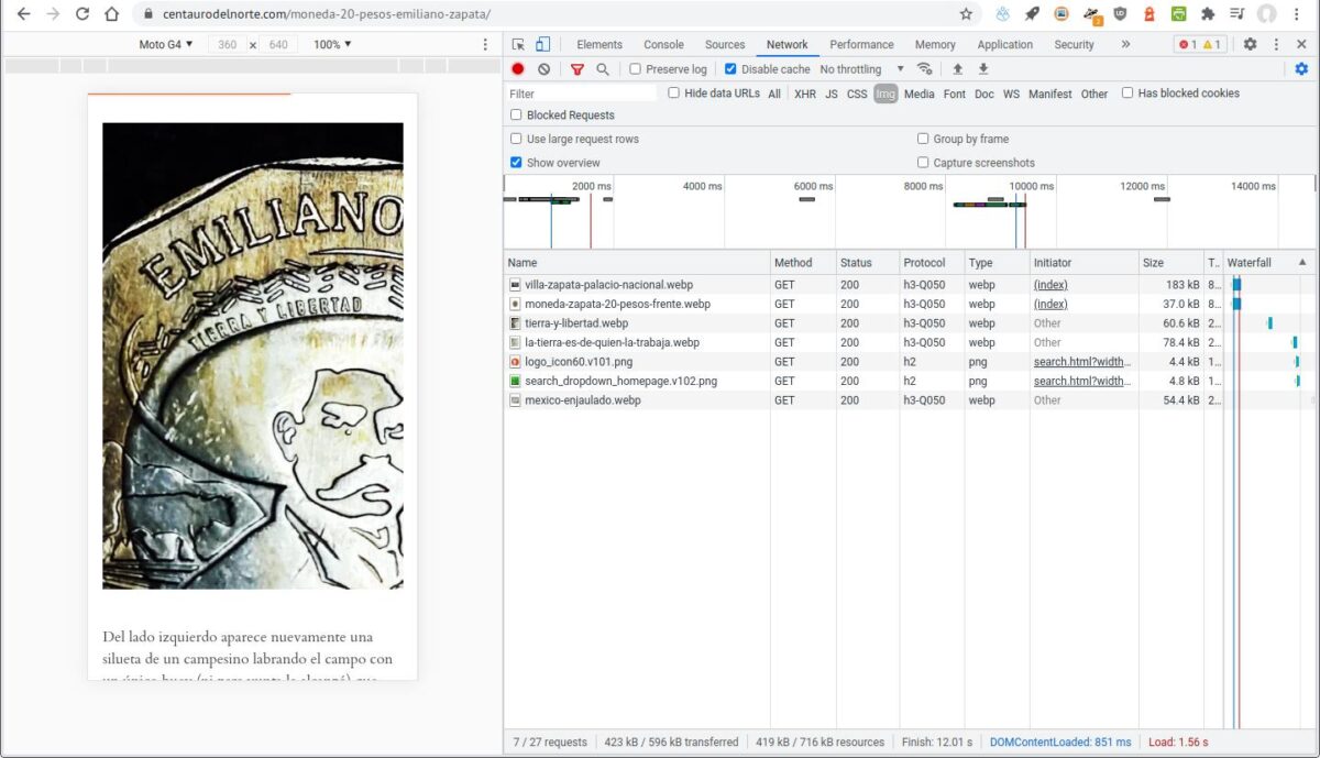 Lazy Load funcionando.