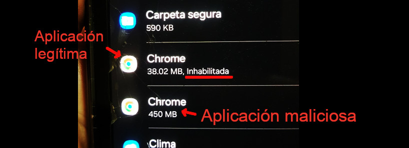 Anuncios emergentes en el móvil que no se quitan dos aplicaciones chrome instaladas